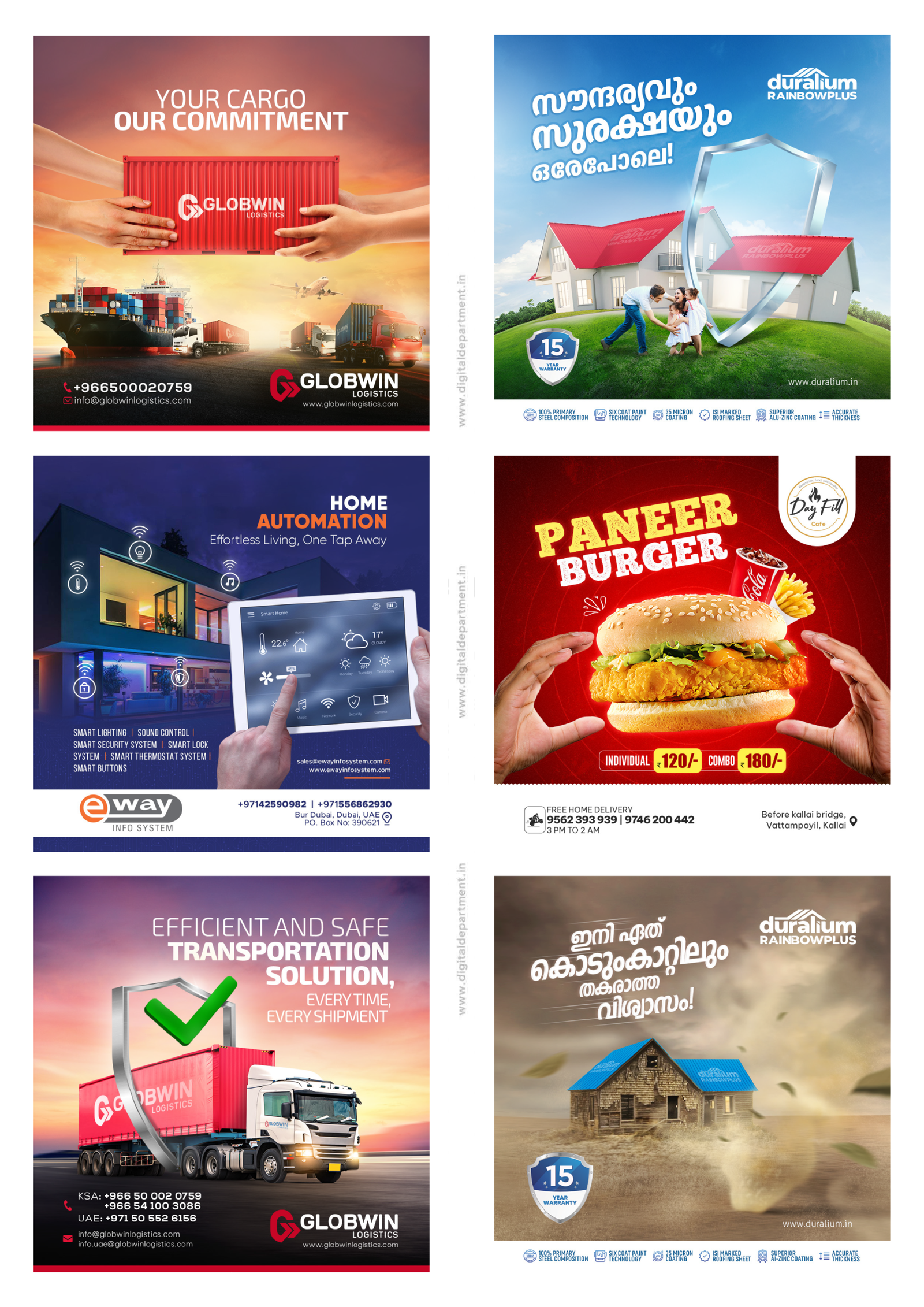 Social media creatives for Globwin, Duralium and other brands by Digital Department